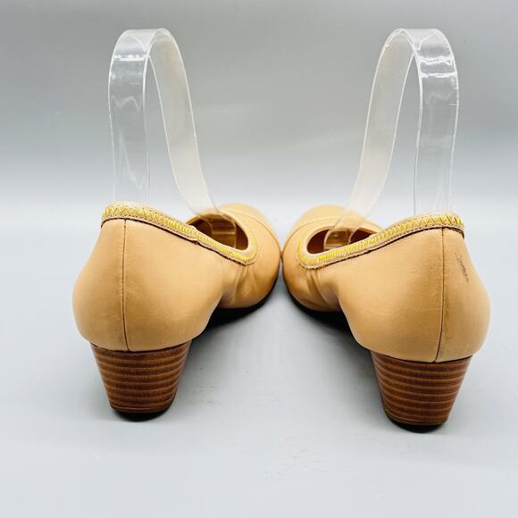 Cole Haan Shoes Womens 6.5 Beige Leather Wedge Heel Air Comfort Slip On Vintage - Picture 7 of 11